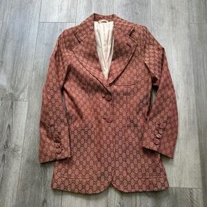 Gucci GG Monogram Canvas Blazer Jacket Size 36 Womens